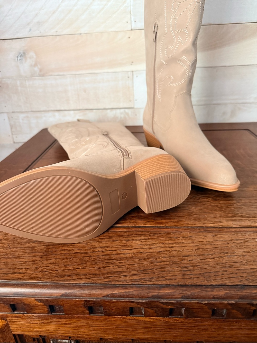 Pink Lilly Women's Taupe Western Knee-High Boots - Picture 4 of 4